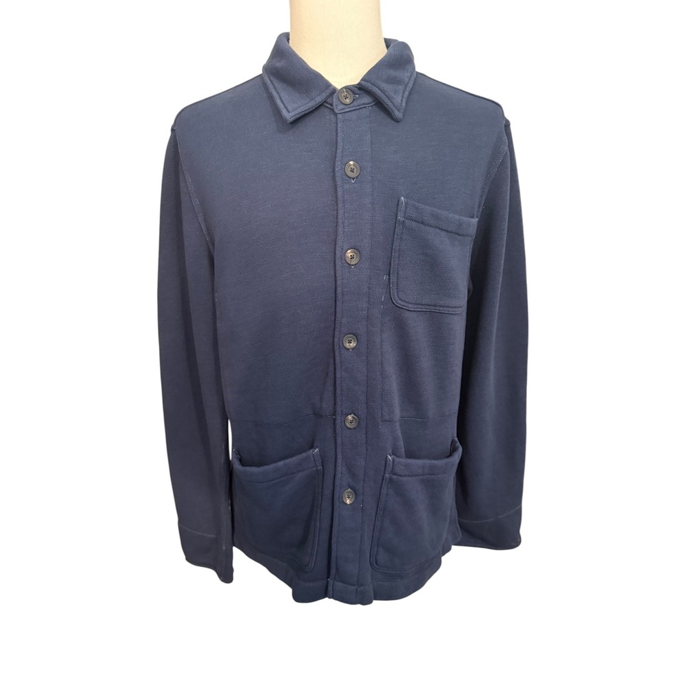 AG Adriano Goldschmied Mens Navy Blue Cotton French Terry Chore Jacket Size M